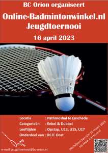 Jeugdtoernooi BC Orion @ Pathmoshal