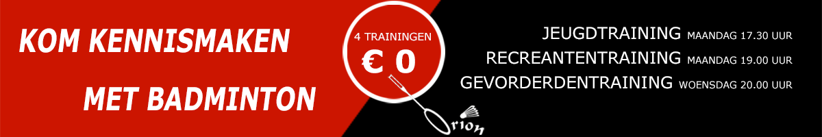 Kom badminton spelen: 4 keer gratis trainen