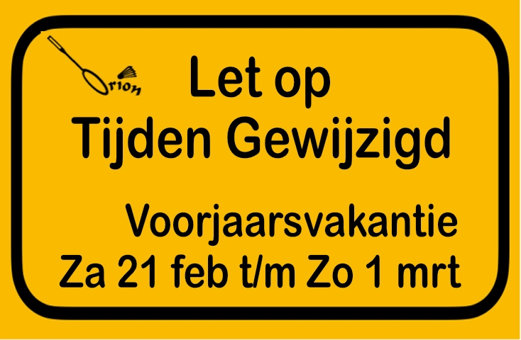 Voorjaarsvakantie speeltijden